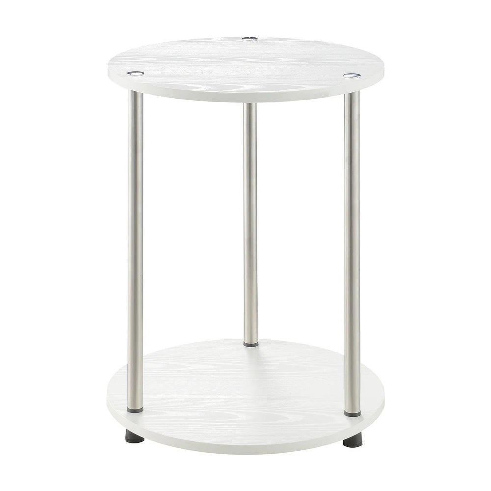 Ronde bijtafel met twee lagen, kunstmarmer en metalen frame